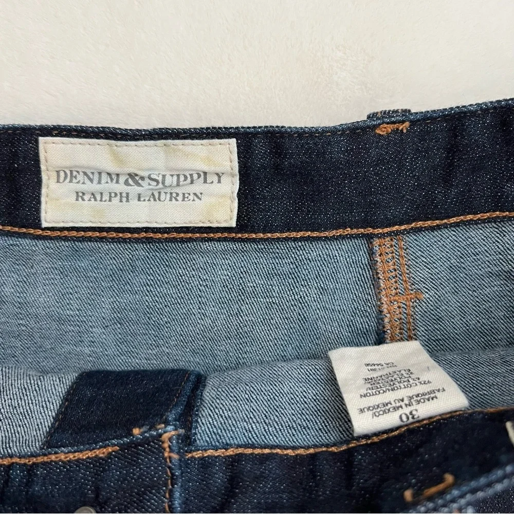 Ralph Lauren Denim Supply Tilden Button Front Denim Mini Jean Skirt Dark Wash 30